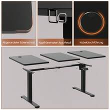Devoko Height-Adjustable Electric Desk, Sit-Stand Desk With LED Control Panel, 2 Memory Heights, 73-118 Cm Height Adjustment, T-Steel Frame, 70 Kg Load Capacity, 100-180 Cm, Black/White/Beige/Rustic Wood - 查看 7