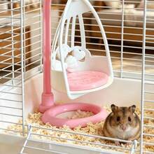 1pc Cute Pink Heart Shell Hamster Swing Chair, Vertical Rocking Toy, Suitable For Hamster, Hamster Cage Decoration Accessory, Small Pet Resting And Photo Prop - A - View 8