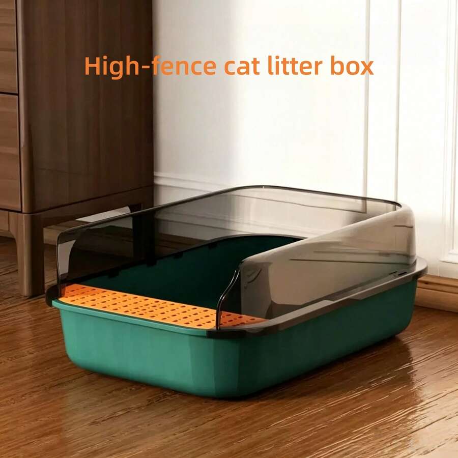1pc Open-Top Cat Litter Box, Large Cat Toilet With High Edge Anti-Splash, Ventilated Odor-Free, Easy To Clean, Includes Cat Litter Scoop - one-size - View 1