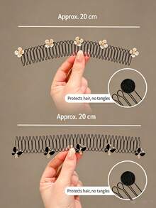 4pcs Women's Elastic Hair Combs, French Bun Styling Tools, Non-Slip Hair Clips, Suitable For Fine And Thick Hair, Elegant Updo Styling Tools, Vintage Hair Accessories - Black - View 9