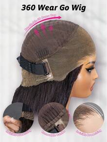 ISEE Invisi 360° Lace Front Wig With Drawstring, Pre-Cut Lace, InvisiFit Invisible Straps, Human Hair, Pre-Plucked, Pre-Bleached, 180% Density, 360° Full Lace Front Wig, 14-28 Inches - SNatural - View 5
