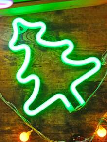 1pc Xmas Decor Reindeer Tree Stocking LED Neon Light,Christmas Indoor Room Decor Christmas Tree Design Neon Light,Battery&USB Powered,Christmas Decorative Lights,Christmas Tree Lights,Christmas Gift For Friends - White Housing - View 7
