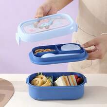 1pc Cute Cartoon Lunch Box With Utensils, Leak-Proof Stackable Portable Lunch Container, Back To School Essential, Suitable For School, Picnic And Outdoor Dining - Multicolor - View 5