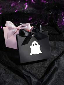 10pcs Halloween Ghost Gift Boxes With Satin Ribbon, Mini Paper Favor Boxes For Halloween Party Favors, Cute Ghost Gift Packaging For Small Gifts, Jewelry, Classroom Exchange, Haunted House Decorations, Easy To Assemble - 11.5X4.5X10cm - View 10