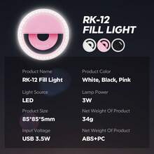 AXNEN 36 LED 自拍補光環燈 - 升級版 150mAh 電池，USB 充電便攜式，150mAh，圓形夾式，適用於智慧型手機、筆記型電腦、攝影、相機與影片 - 女孩化妝自拍完美選擇！ - 淺粉色 - 查看 9