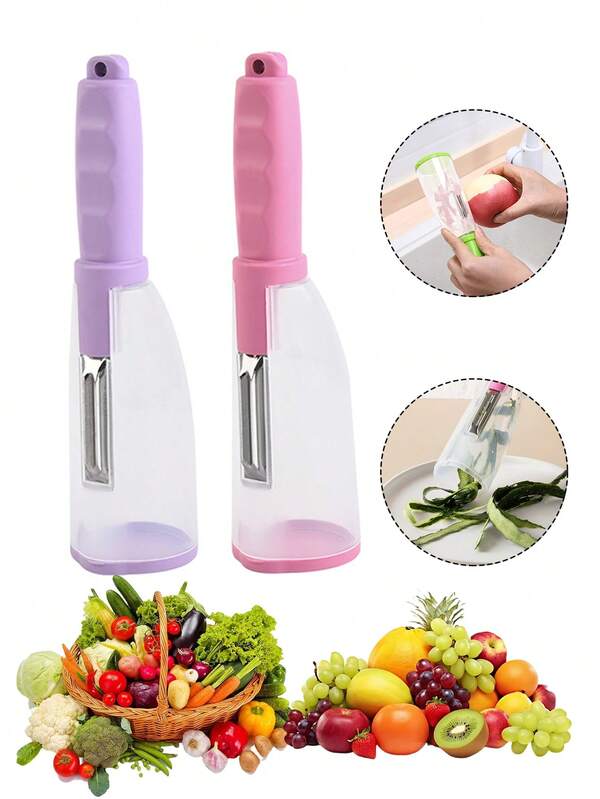 1pc Peeler,Vegetable And Fruit Peele,Peeler With Container Stainless Steel Blade,Potato Peeler, Carrots Peeler, Tomatoes Peeler, Apples Peeler, Zucchini Peeler,Kitchen Gadgets