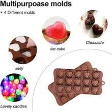 4pcs Multi-Design Silicone Chocolate Molds, Non-Stick Flexible Candy & Butter Baking Molds, 4 Unique Patterns, Suitable For Homemade Dessert DIY - Multicolor - View 6