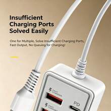 12-Port USB To 6 USB + 6 Type-C 66W Fast Charging Hub, Multi-Port High-Speed Charging, Suitable For 5V USB Devices Including Computers, Laptops, Tablets, Etc., 12-Port USB Adapter [6USB+4PD] 66W Hub Fast Charging Multi-Interface, Fast Charging Widely Applicable To USB Interface Devices, Suitable For Computers, Laptops, Tablets, Etc. 5V USB Devices - Multicolor - View 10