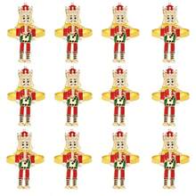 8/12pcs/Christmas Nutcracker Napkin Rings, Red Soldier Napkin Buckles, Table Decor, Can Be Used For Napkin Decoration And Storage, Holiday Party Tabletop Decoration, Christmas, New Year Decoration - Red and White - View 15