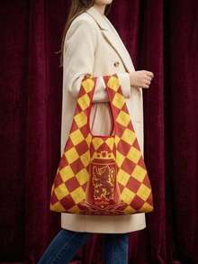HARRY POTTER X POKOJA LAND 1個可重複使用可折疊大容量手提袋，女士適用，通勤、旅行、購物、返校背包，輕便 - 紅黃 - 查看 2