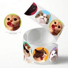 500pcs Cute Cat Doodle Roll Stickers, 1 Inch Round, Multiple Styles Available, Minimalist Healing Art Style, Real Pet Photography Patterns, Cat Lover Creative Stationery Stickers, Suitable For Small Business Package Sealing, Baking Handmade Packaging, Floral Gift Decoration, Holiday Gift Wrapping, DIY Scrapbook Materials - Multicolor - View 2