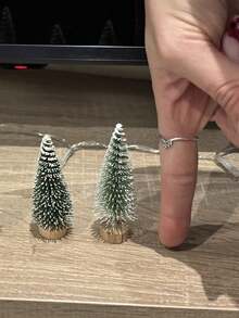 10pcs Mini Christmas Tree Decorations, Christmas Home Decor, Bookshelf Decor, Office Desk Accessories, Creative Christmas Tree Desktop Ornaments, DIY Scene Handmade Christmas Party Decor Accessories, New Year Decorations, Autumn Home Decor - Multicolor - View 2