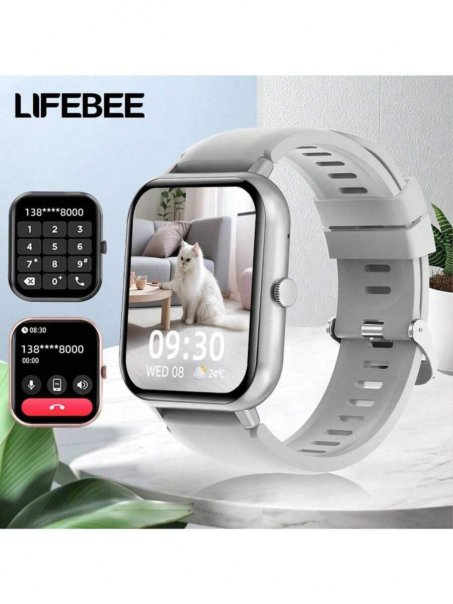 LIFEBEE 男女通用智能手表，1.83英寸高清全触控屏幕，无线通话智能手表（接听/拨打电话），活动追踪器，100多种运动模式，计步器，消息通知，健身追踪器