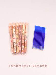 13pcs/1set Capybara Gel Pens + Refills Set, Includes 3 Random Pattern Gel Pens And 10 Matching Replacement Refills. The Pen Body , First Day Of School - Multicolor - View 7