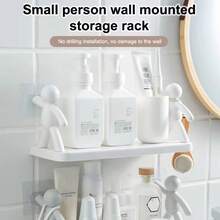 1pc Modern Chic Humanoid Wall-Mounted Storage Shelf 10 Inches Three Color Option Plastic Organizer Suitable For Kitchen Bathroom Storage Shelf Rack Kitchen Accessories No Drilling - Figurine Display Stand - View 7