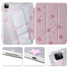 Y-Shaped Folding Protective Case Compatible With IPad (A16) 11th Gen 11-Inch, 10th Gen 10.9-Inch, Air 8 (M4) 11-Inch 2026, 7th/8th/9th Gen 10.2-Inch, Pro 11 2020-2022, Air 7/6 (M3/M2) 11-Inch, With Pencil Slot, Smart Protective Case, Soft TPU Back Shell, Auto Wake/Sleep - Pink Star - View 7