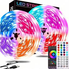 GHUSTAR Intelligent Music-Syncing Flexible LED Light Strip, 44 Keys + App Dual-Control Self-Adhesive Design, TV Backlight Background Wall Decoration, RGB Intelligent Light Strip, Suitable For Decoration In Bedrooms, Living Rooms And Parties - RGB - View 2