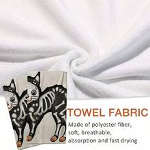 2/4/48pcs Halloween Series Black Cat Skeleton Pattern Printed Kitchen Towels - Super Soft, Highly Absorbent Polyester Dishcloths And Hand Towels, Perfect For Holiday Decor, Kitchen Decor, Party Decor - Multicolor - View 6