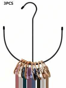1pc U-Shaped Multi-Function Belt Storage Rack, Stainless Steel Solid Metal Plated Sorting Rack, Tie & Scarf Hanging Rack, Suitable For Ties, Scarves, Vests, Hats, Bras, Shoes Storage Hooks, Also A Perfect Gift For Colleagues, Friends And Family - Black - View 11