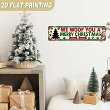 1pc Rustic Style "We Woof You Merry Christmas" Metal Sign, Dog Paw Christmas Decor, Christmas Wall Hanging Decoration, Suitable For Home, Farmhouse, Living Room, Indoor/Outdoor, Entryway, Decorative Sign, 9.91x39.88cm, 2D Flat - A - View 4