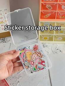 1/4/6pcs Square Transparent Sticker Storage Box, Desktop Organizer, Transparent Plastic Divided Storage Box, Dust-Proof Accessory Storage Box, Sticker And Small Item Sorting Storage Box, Art Supplies Storage - Multicolor - View 1