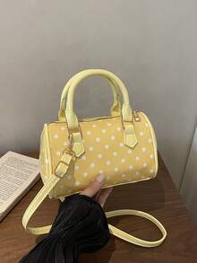 1PC Cartoon Polka Dot Cylinder Handbag, Zipper Design, Adjustable Shoulder Strap, Suitable For Daily Outings, Travel, Can Easily Hold Daily Necessities, Versatile Item, Applicable To Various Styles And Occasions, Highly Adaptable Style - Multicolor - View 12