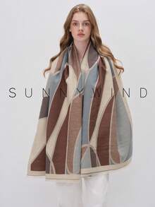 1 chiếc khăn quàng cổ nữ họa tiết hình học jacquard polyester thời trang cao cấp cho mùa thu/đông, dùng hàng ngày - xanh nhạt - Xem 6