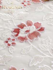 HXARTMIS 1PC Hollow Lace Floral Embroidered Round Tablecloth, Water-Soluble Lace Trim, Washable Polyester Fiber Tablecloth, Suitable For Coffee Side Table, Wedding, Holiday, Home Tabletop Decoration - White - View 6