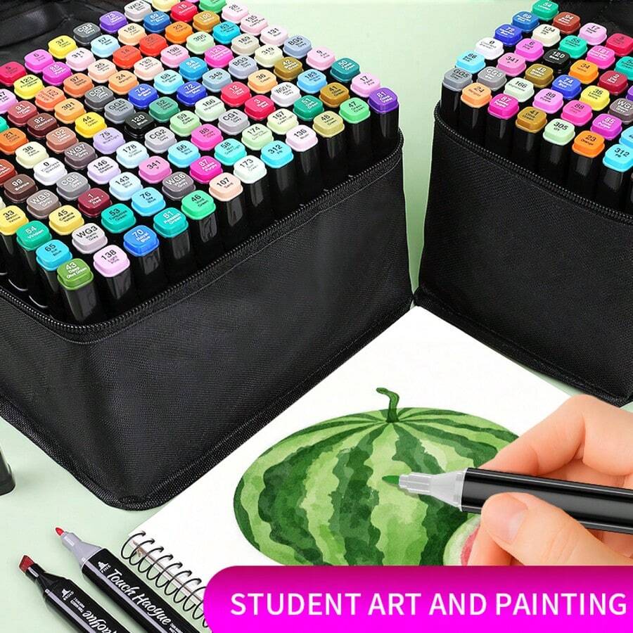 36pcs Marker Pen Art Set Bagged Watercolor Pens Student Dual-Tip Anime Drawing Oil-Based - Black - View 1