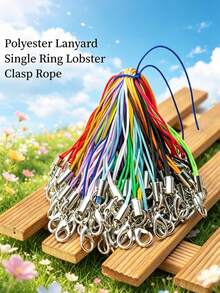 1 Pack 10/30/50/100/200/300/500/1000pcs Multicolor Black Pendant Rope Lanyard Lasso Hanging Rope Lobster Clasp Rope Keychain Hook Phone Set Pendant Jewelry Accessories - Black - View 4