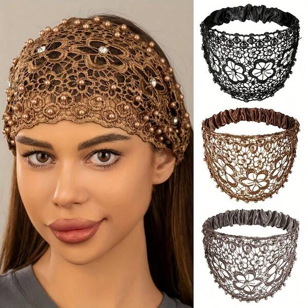 3/1pc Wide Hollow Plum Blossom Pattern Headband, Hair Accessory, Headband, Hair Accessory, Exquisite Home Hair Accessory, Suitable For Daily, Fitness, Running, Yoga, Moisture-Wicking Headband, Bohemian Style Headband, Elegant Autumn/Winter Women's Hair Accessory Beach Headband