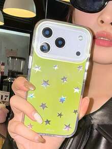 Casing Ponsel Motif Bintang Layar Penuh Warna Solid Gaya Korea untuk Blogger Fashion, Kompatibel dengan iPhone 17, 17 Pro, 17 Pro Max, 16, 16 Pro Max, 14, 13, Pelindung Cakupan Penuh - Hijau - View 1