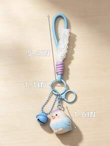 Resin Flocked Bird Keychain, Soft Flocked Texture, Cute Parrot Design, Healing And Adorable. Comes With Metal Key Ring, Can Be Hung On Car Keys, Also Suitable As Phone, Bag Charm For Girls, Exquisite And Compact, Versatile For Daily Use, Perfect As A Cute Small Gift. - Multicolor - View 5