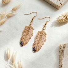 1 Pair/4 Pairs/Set Women's Iron Feather Drip Oil Fashion Dangle Earrings - Feather - View 8
