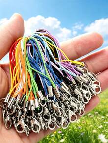 1 Pack 10/30/50/100/200/300/500/1000pcs Multicolor Black Pendant Rope Lanyard Lasso Hanging Rope Lobster Clasp Rope Keychain Hook Phone Set Pendant Jewelry Accessories - Black - View 2
