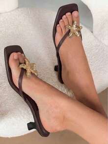 planare 女款極簡時尚休閒夏季小貓跟涼鞋，適合夏季通勤、約會、度假、派對穿搭 - 棕色 - 查看 4