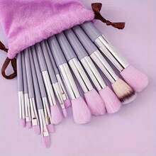 17pcs Makeup Brush Set, Includes 13 Purple Makeup Brushes + 4 Triangle Powder Puffs, Suitable For Face Concealer, Blush, Foundation, Eyeshadow And Lip Makeup Tools & Gift For Holidays - Multiple Styles - View 10