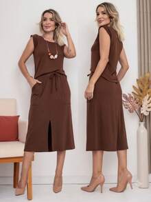 Women Two-Piece Outfits - 鏽棕色 - 查看 1