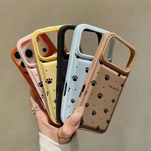 1pc Ins Puffy Leather Texture Cat Paw Pattern Anti-Drop Phone Case, Compatible With 17 16 15 14 13 12 11 Pro Max, Transparent Phone Protective Cover Waterproof Shockproof Scratch-Resistant - Black - View 6