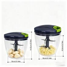 Stainless Steel Pull Rope Manual Food Chopper, Multi Functional Garlic Meat Fruit Nut Slicer, Portable Quick Prep Processor For Onion Garlic, Durable Household Kitchen Gadget Gift - Gray 900ML - View 5