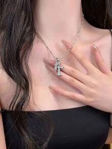 Silver Versatile Cross Pendant Long Necklace For Women, Light Luxury Niche High-End Sweet Cool Hot Girl Style Collarbone Chain Accessory - Multicolor - View 10