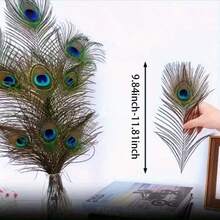 70/50pcs Artificial Peacock Feathers Bulk Pack, Suitable For Vases, Crafts, Weddings, Home Parties, Christmas Decor And More - Multicolor - View 2