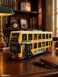 769pcs Luxury Hong Kong Double Decker Bus DIY Building Block Model Ornament, Suitable As Bedroom Decor Or Birthday Gift, Perfect For Birthday/Holiday/Christmas And Halloween Gifts - Multicolor - View 11