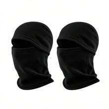 1 buah/2 buah Balaclava Fleece Penutup Kepala Wajah Penuh, Topi Pembungkus Leher untuk Ski, Bersepeda, Lari, dan Aktivitas Luar Ruangan - Hitam - View 5