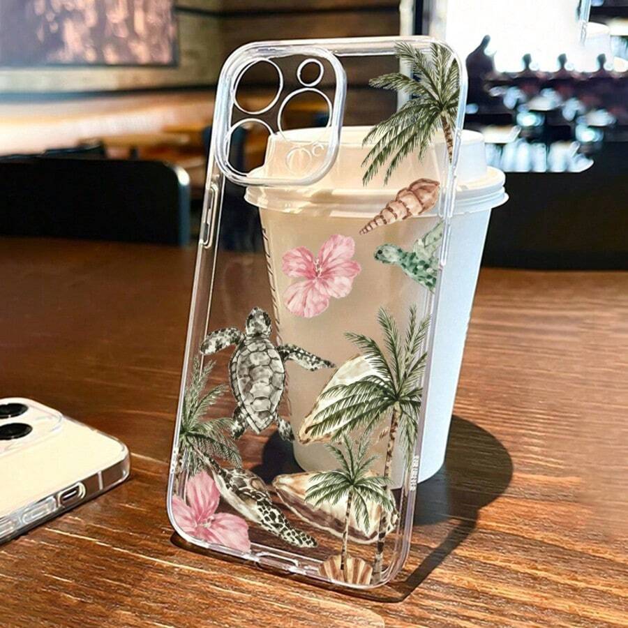 Precise Cutouts High-Transparency Full-Screen White Starry Sky Turtle Painted Anti-Drop Transparent Phone Case, Compatible With Iphone Series/ Series, Compatible With Xiaomi/ - Multicolor - View 1