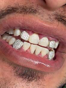THATBOY 1pc Bling Bling Shiny Metal Full Zirconia Hip Hop Tooth Jewelry, Nightclub Glam Accessory Unisex - Multicolor - View 5