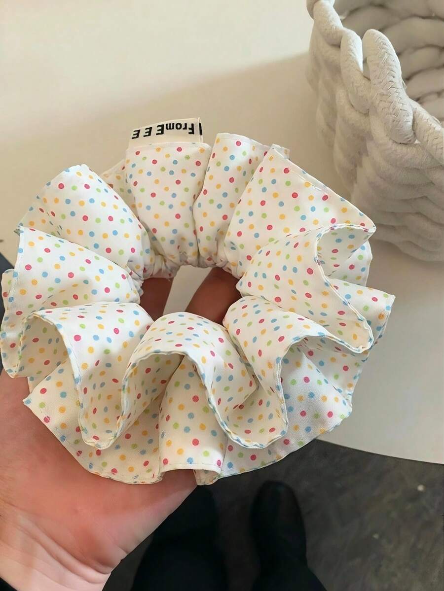 Berry Popping Candy Colorful Polka Dot Extra Large Scrunchie Hair Tie For Women, Korean Style Premium Hair Accessory - Multicolor - View 1