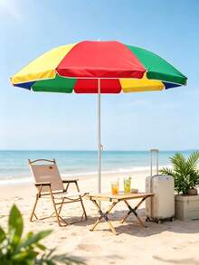 Color-Blocked Sun Umbrella, 85cm In Height, Waterproof And Sun-Protective Fabric, Adjustable Pole With Ground Plug, Lightweight And Portable, Suitable For Beach Stalls And General Outdoor Sunshade Use - A - View 4