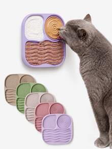 1pc Square 3-Zone Silicone Pet Licking Mat, Slow Feeder Dog Bowl Mat With 60 Suction Cups, Cat Food Mat, Wall-Mountable Bath Distraction Training Mat, Suitable For Cats And Dogs - A - View 11
