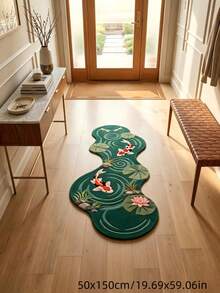 1件錦鯉蓮花池造型玄關地墊，雙鯉戲蓮花與葉，象徵「和諧繁榮」與「魚躍龍門」，水波紋理代表「水招財」。擺放在玄關處，不僅是裝飾，更能為居家帶來祝福與好運，讓每次回家都充滿幸運與希望。厚絨表面觸感柔軟回彈，如踏雲端，靜音防滑，告別玄關冰冷感。 - A - 查看 14